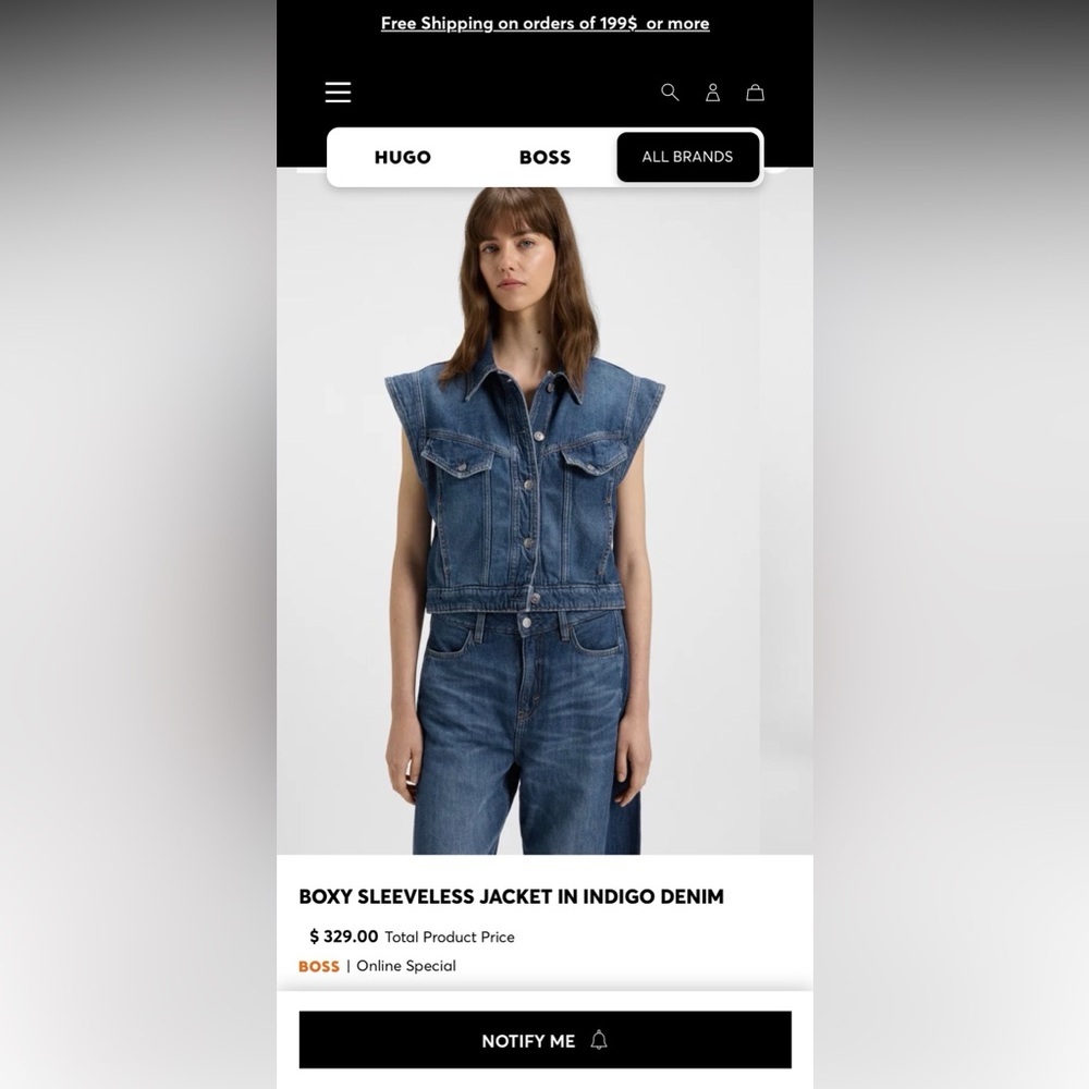 NWT BOSS Denim Vest Jacket size XS - Picture 6 of 14